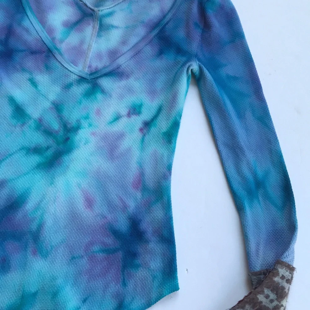 FPxDP Custom Tie Dye Rare Cuff Thermal Top Art School Sweater Colorful Medium M